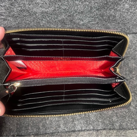 NWT Kate Spade Neda Black Pebbled Ace of Spades Zip Around Wallet - Picture 6 of 16